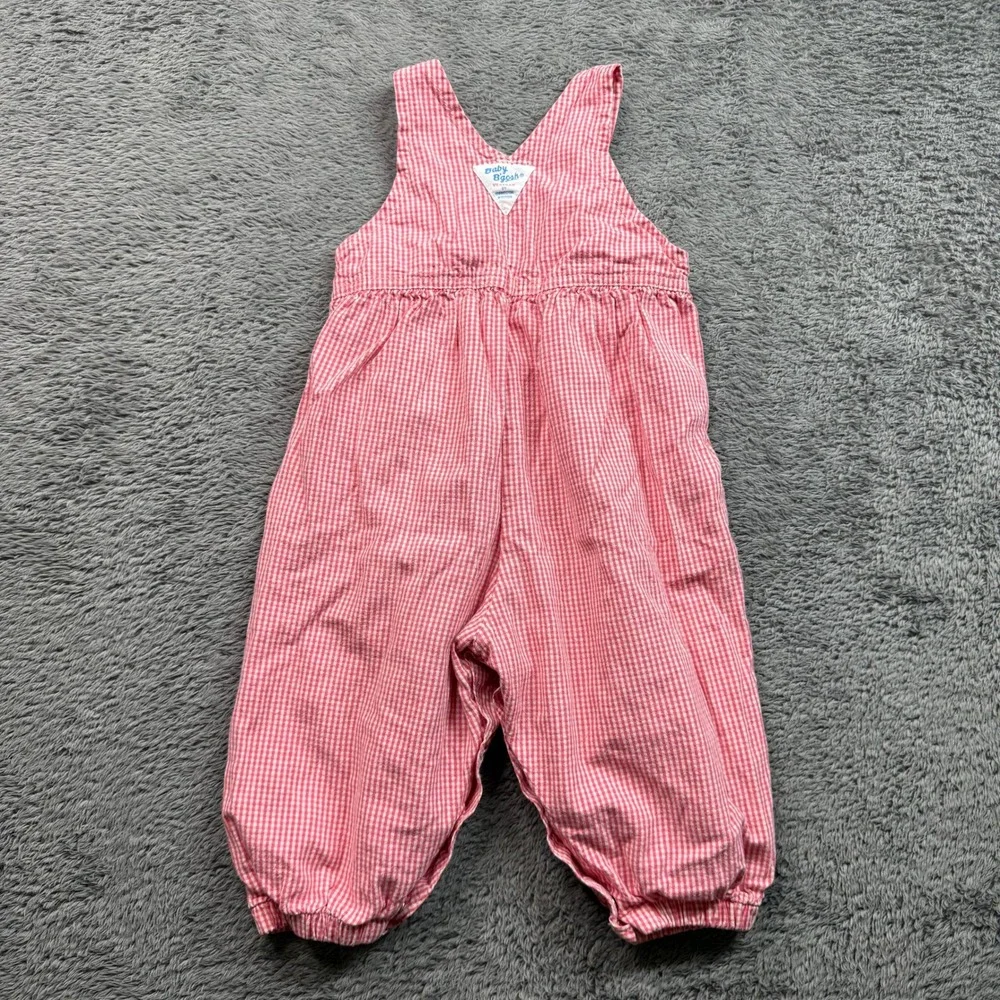 Vintage OshKosh Pink Gingham Embroidered Overalls